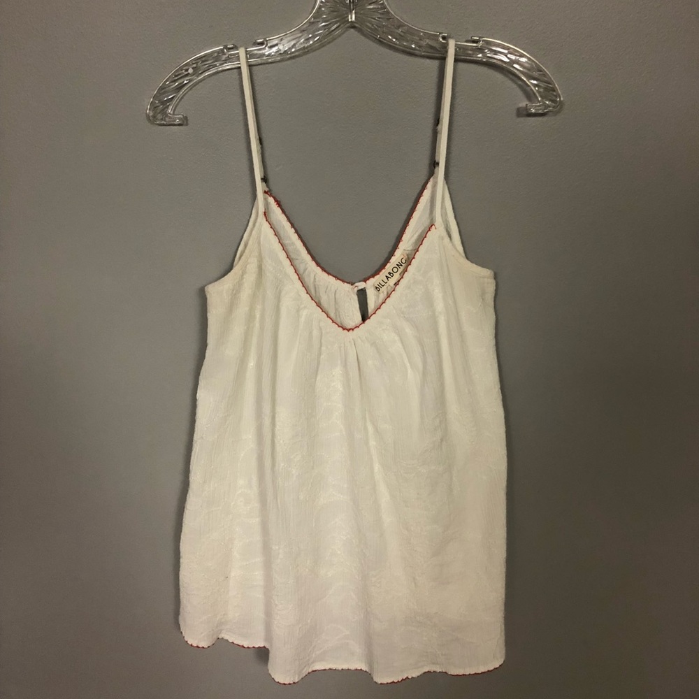 Cream Blouse With Red Trim